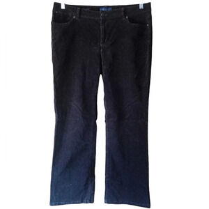 Talbot's Heritage Black Straight Leg Stretch Curvy Fit Corduroy Pants Size 14 P